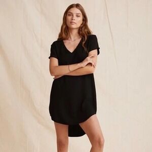 Cloth & Stone Black‎ V-Neck Short Sleeve High Low T-Shirt Dress XS C6784-533-302